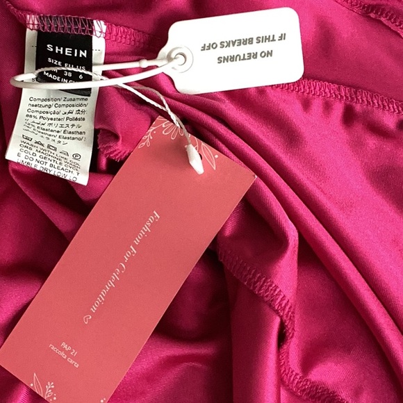 FUSHIA NWT Stretchy Evening Gown with Faux Wrap around Skirt Slit up Rig… - Picture 4 of 12